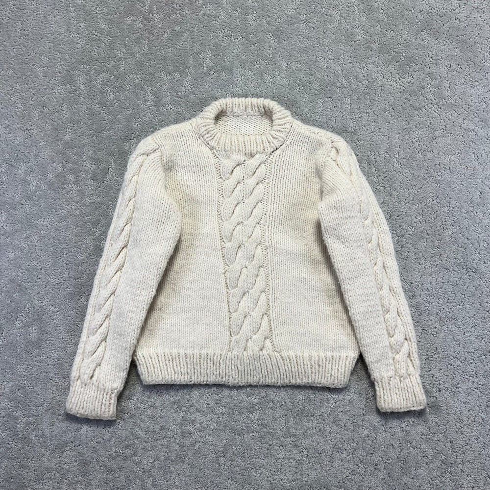 VINTAGE Cable Knit Sweater Kids 4T/5T? Chunky Fisherman Crewneck Wool Blend